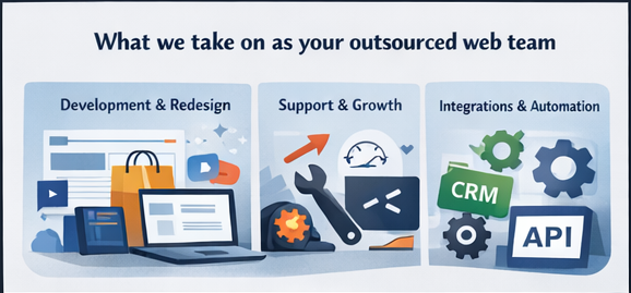Icons representing development, support and integrations